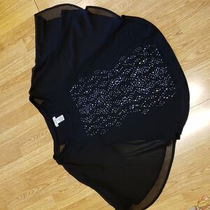 Vintage Cache black butterfly sleeve top with bling sz XS